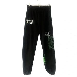 24 Hours Black Joggers with Green Design